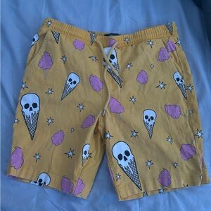 Pink ice cream and skull yellow shorts